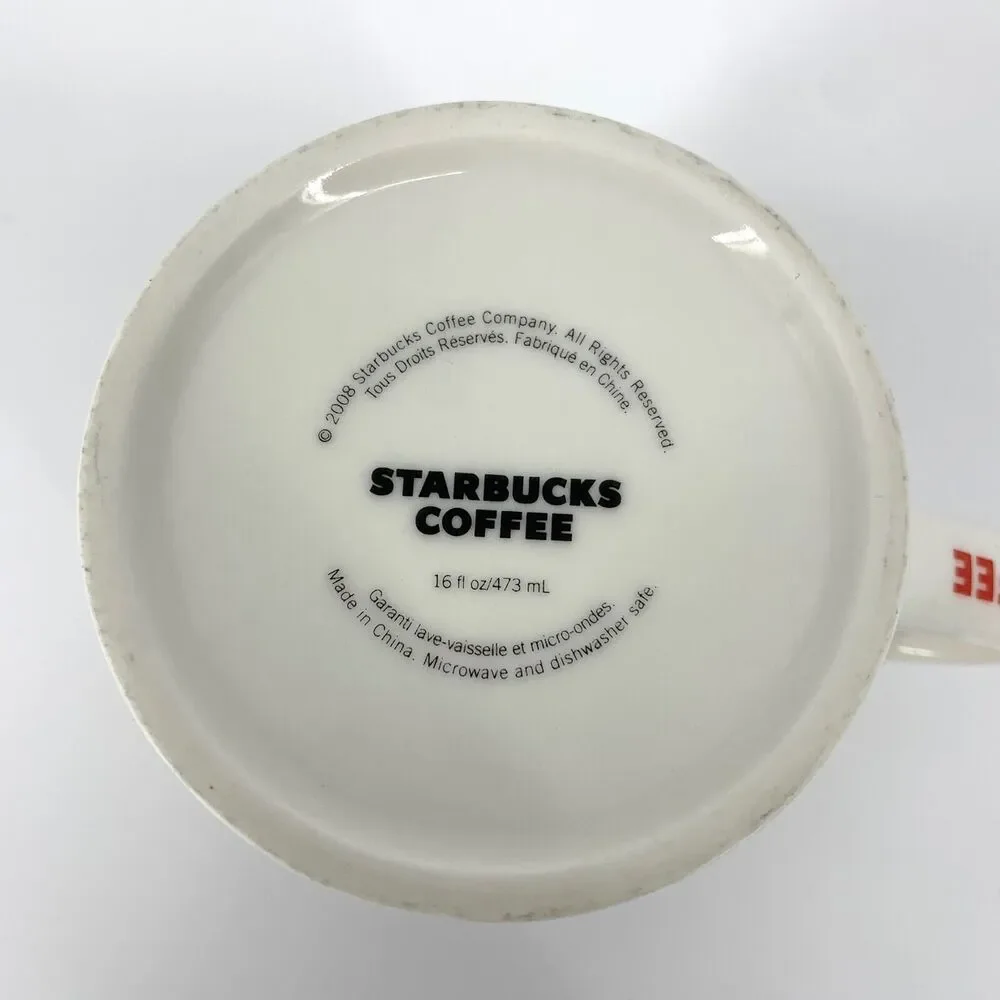 Starbucks Coffee Mug 2008 Multi-Lingual Kava Kopi Cafea Kapa 16oz 4